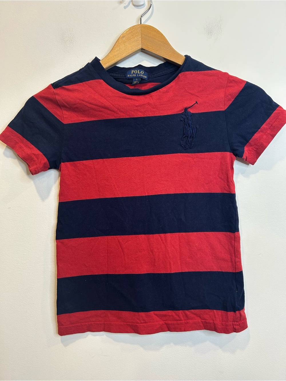 Polo Ralph Lauren Boys Striped Short Sleeve Tee Shirt Red Blue